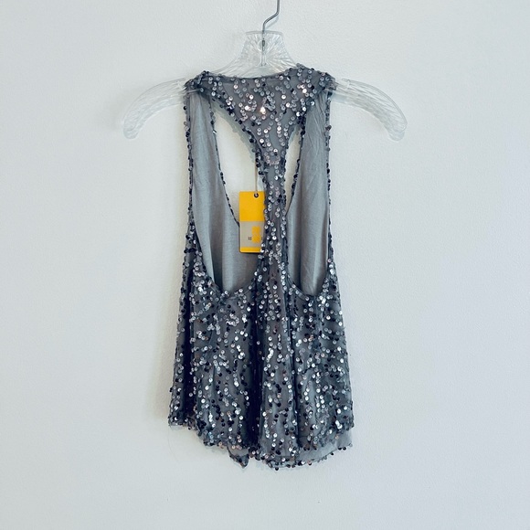 Sis-Sis Charcoal Racerback Sequin Tank Top - Picture 2 of 3